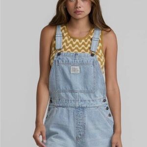 RVCA Short Overalls, Light Blue Denim. NWT
